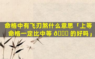 命格中有飞刃煞什么意思「上等命格一定比中等 🐘 的好吗」
